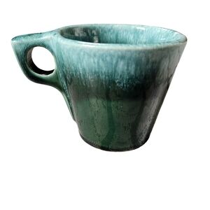 Hull Oven Proof glaze drip green mug